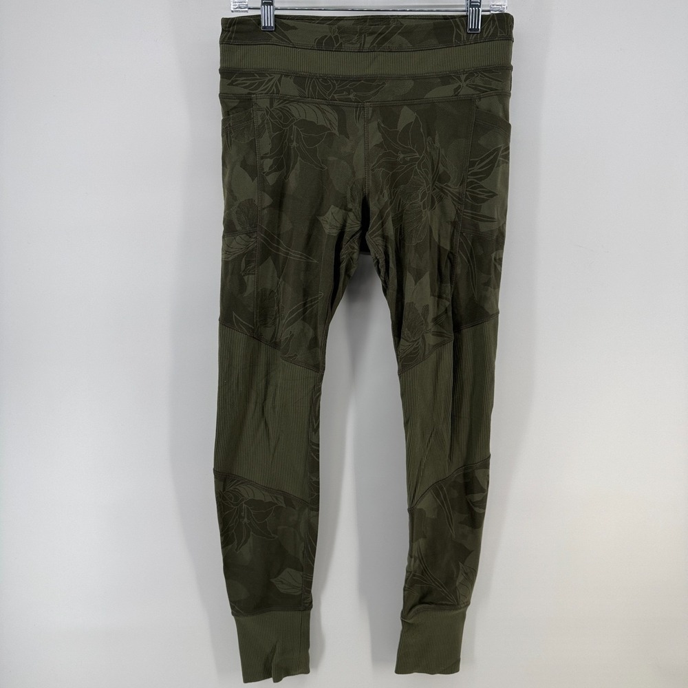 Athleta Women's Green Tropical Excursion Floral Tight Fitness Leggings MEDIUM